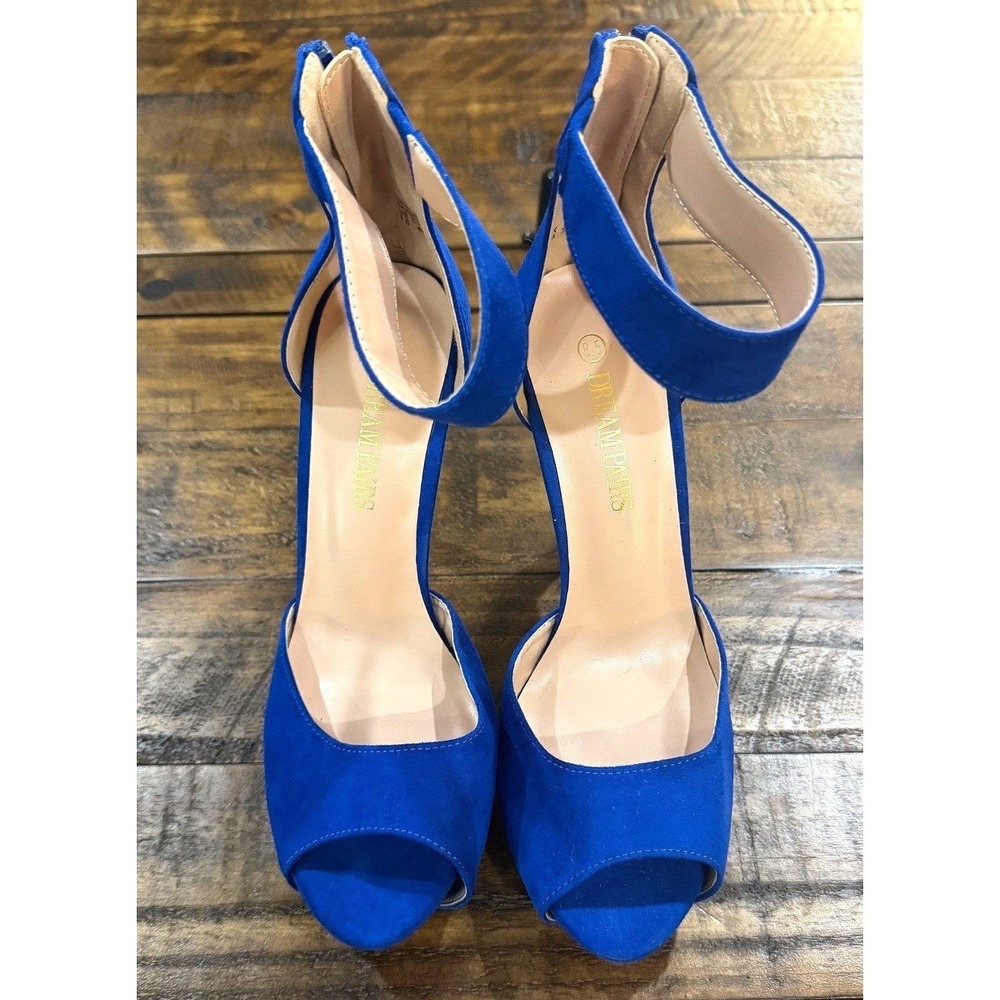 Dream Pairs Platform Heels Size 8.5 Blue Vegan Suede Stiletto Cocktail
